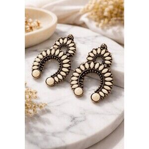 NWT Western White Stone Naja Dangle Earrings Boho